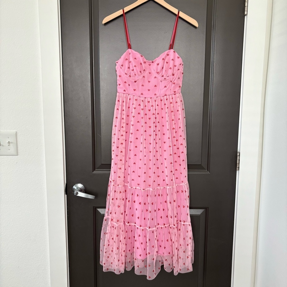 NWT Betsey Johnson Viral Heart Print VALENTINES DAY Dress in Pale Pink Trending - Picture 6 of 13